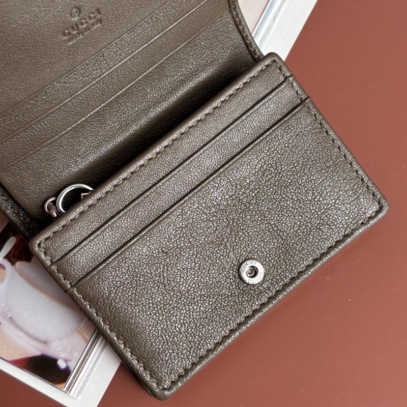 ::GUCCI:: 760317 Blondie系列 大雙G 墨綠色皮革短夾 零錢包 錢包-14
