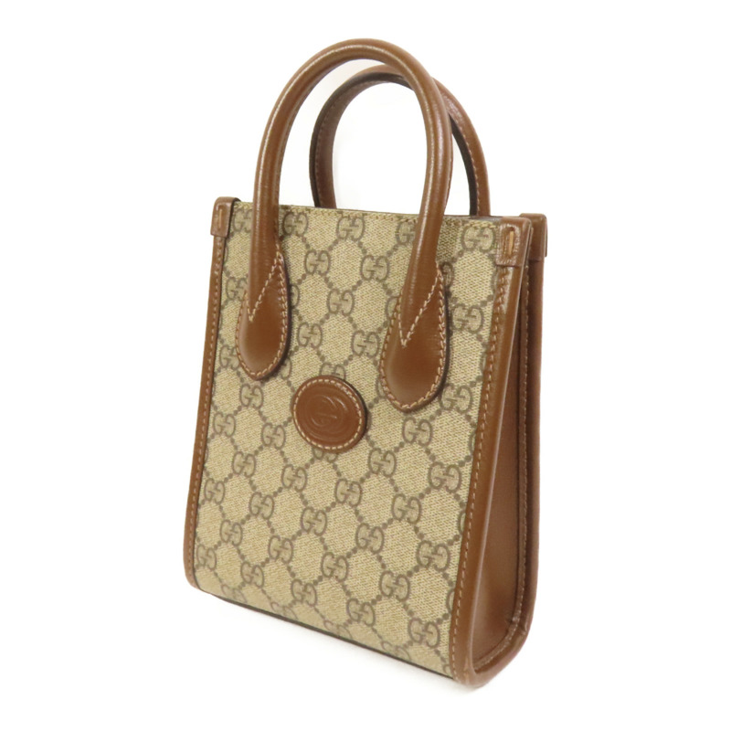 GUCCI 塗層帆布Interlocking G Mini Tote Bag金扣手挽肩背兩用袋-2