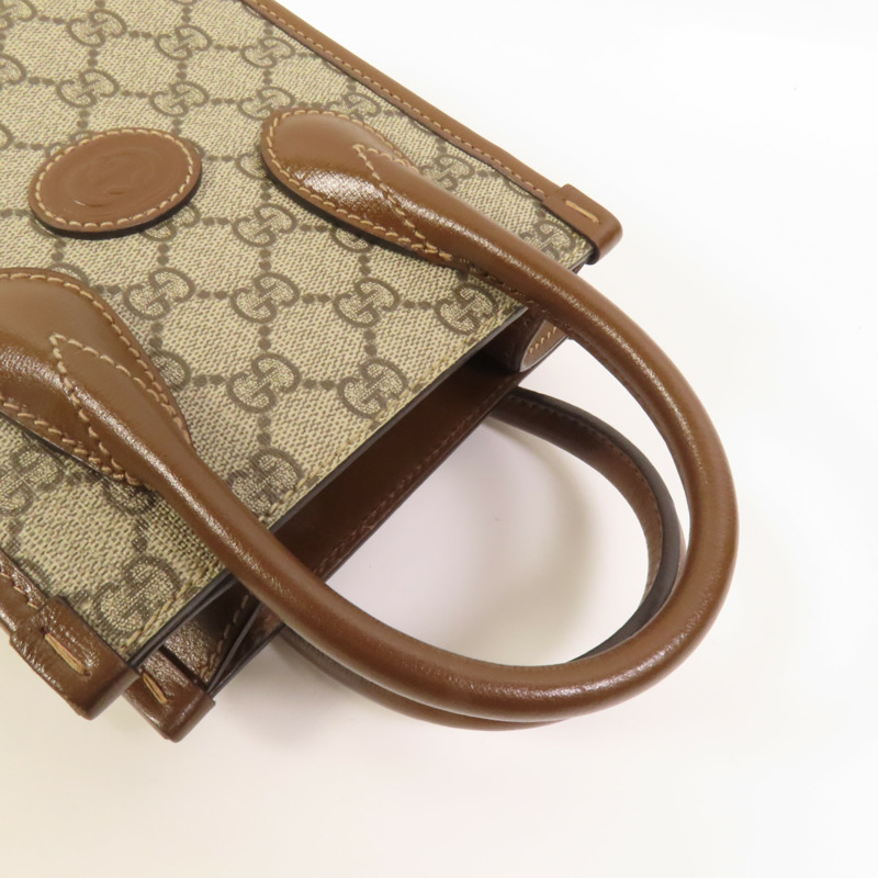 GUCCI 塗層帆布Interlocking G Mini Tote Bag金扣手挽肩背兩用袋-4