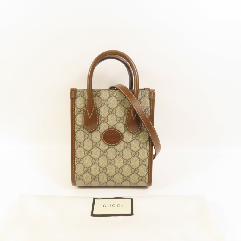 GUCCI 塗層帆布Interlocking G Mini Tote Bag金扣手挽肩背兩用袋-12