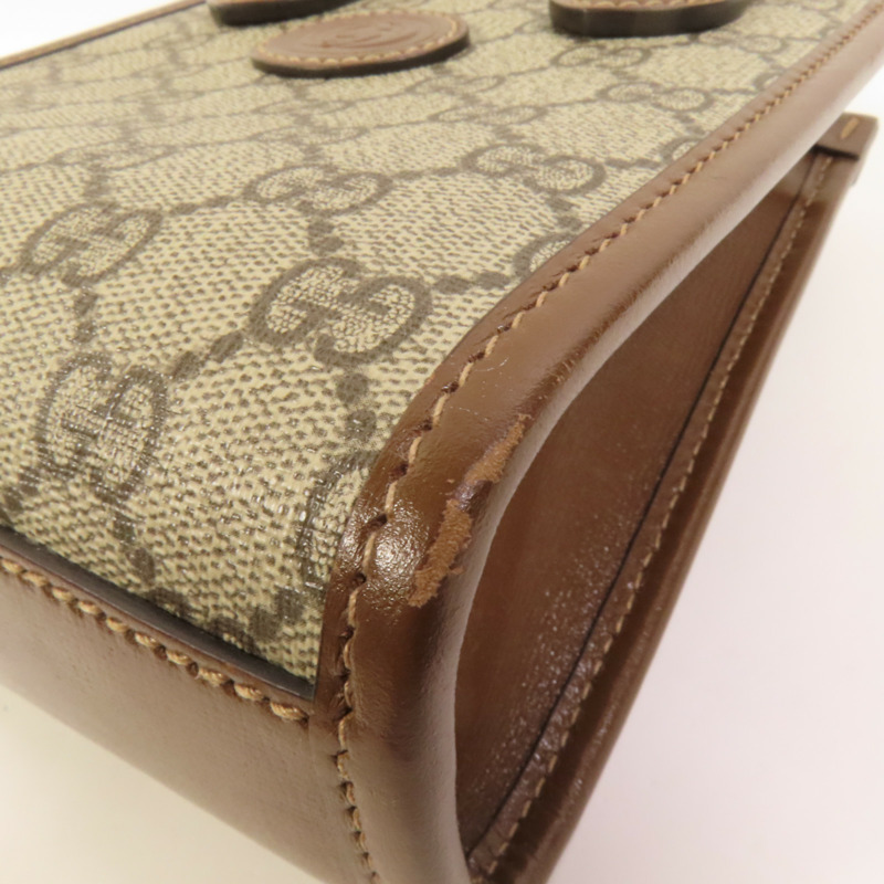 GUCCI 塗層帆布Interlocking G Mini Tote Bag金扣手挽肩背兩用袋-16