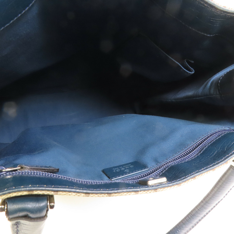 GUCCI 塗層帆布Tote Bag銀扣手挽袋-6