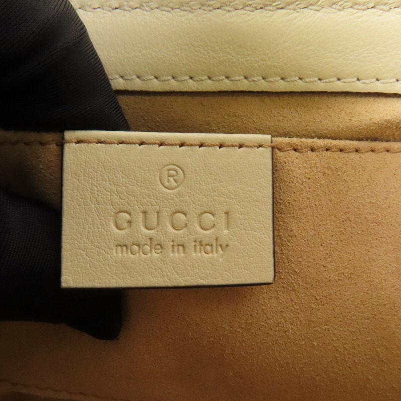 GUCCI 牛皮皮革/塗層帆布Padlock GG金扣肩背袋-8