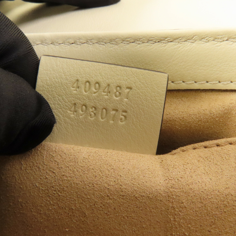 GUCCI 牛皮皮革/塗層帆布Padlock GG金扣肩背袋-9