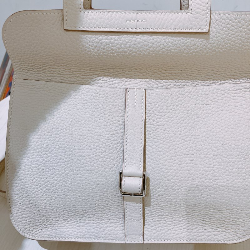 TK1935 愛馬仕 奶油白 Hermes Halzan 25 TC Bleu Pale x PHW-14