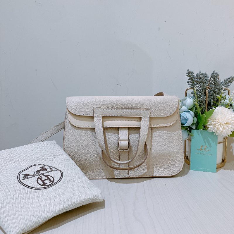 TK1935 愛馬仕 奶油白 Hermes Halzan 25 TC Bleu Pale x PHW-34