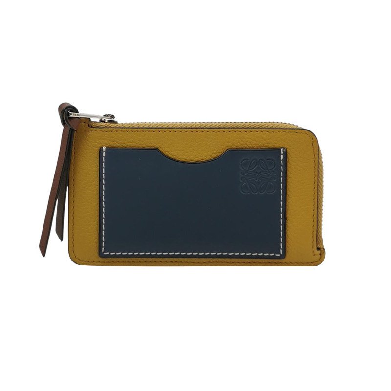 Loewe牛皮拼色壓紋Logo零錢包-0