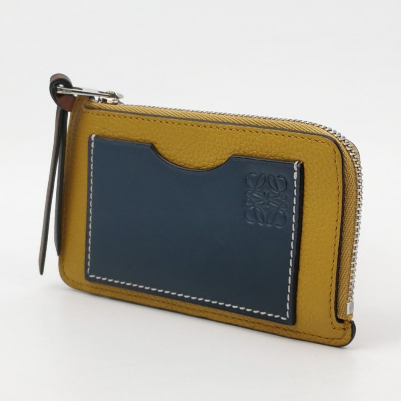Loewe牛皮拼色壓紋Logo零錢包-1