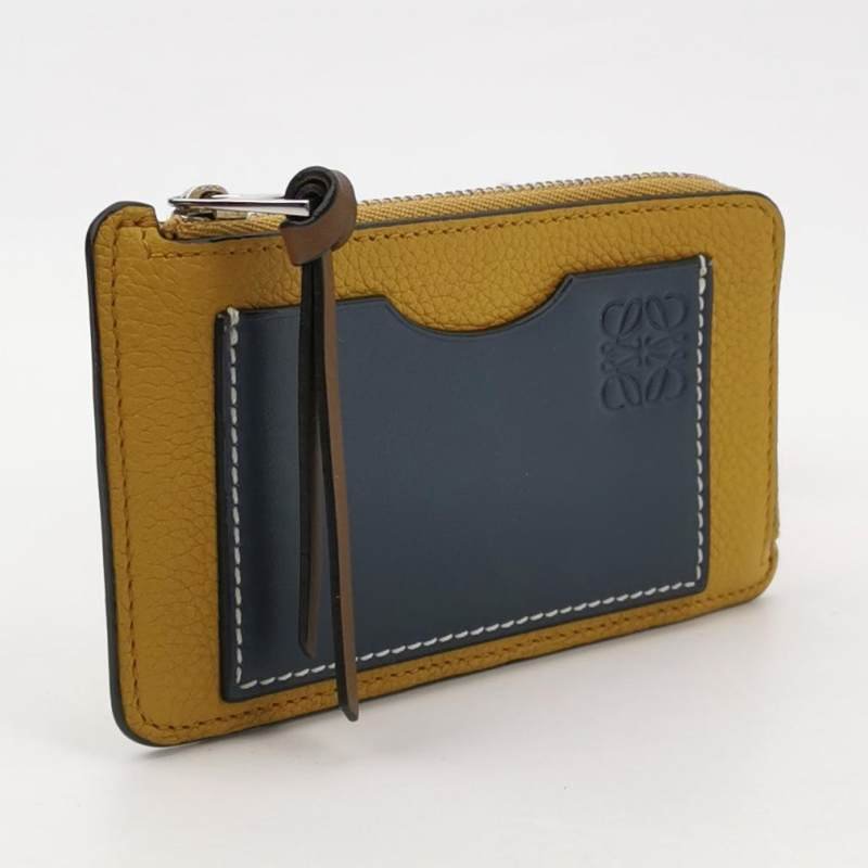 Loewe牛皮拼色壓紋Logo零錢包-2