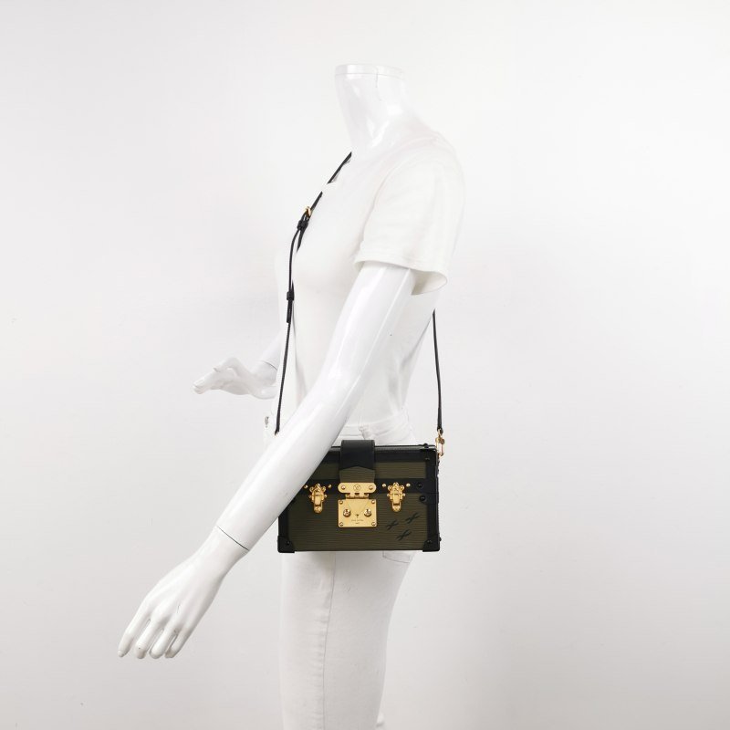 Louis Vuitton(LV)Petite Malle小盒子小號牛皮拼色水波紋S-lock鎖扣斜挎包-1