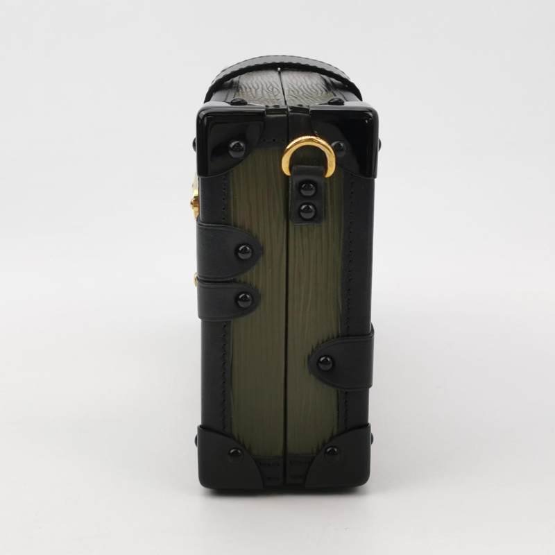 Louis Vuitton(LV)Petite Malle小盒子小號牛皮拼色水波紋S-lock鎖扣斜挎包-2