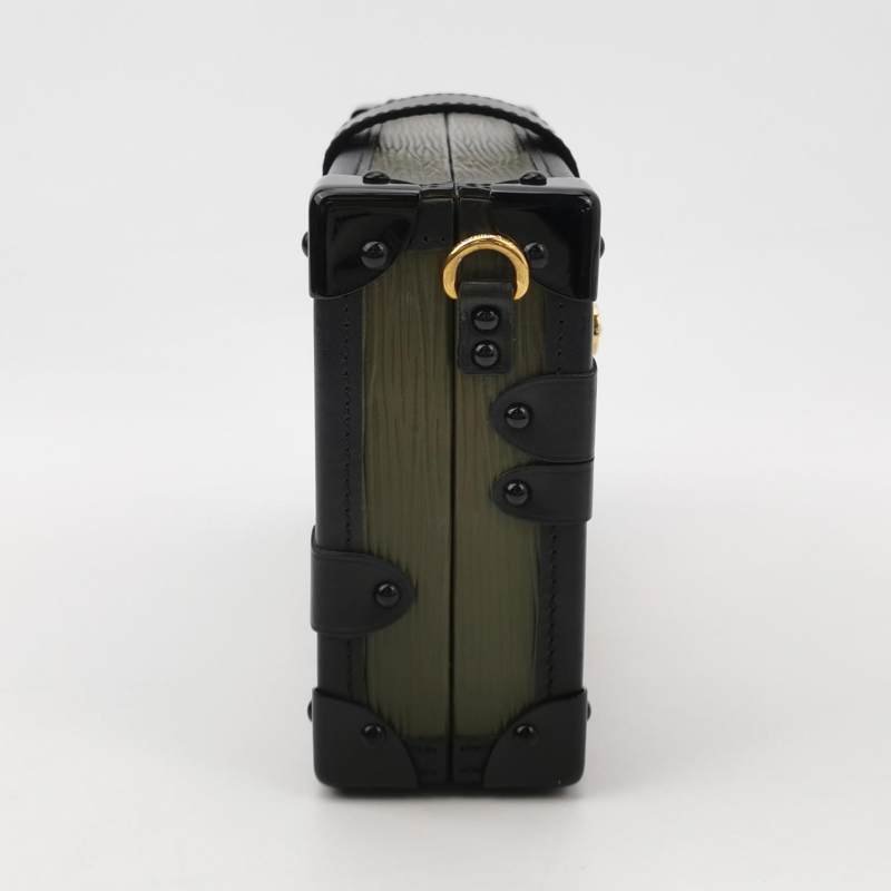 Louis Vuitton(LV)Petite Malle小盒子小號牛皮拼色水波紋S-lock鎖扣斜挎包-3