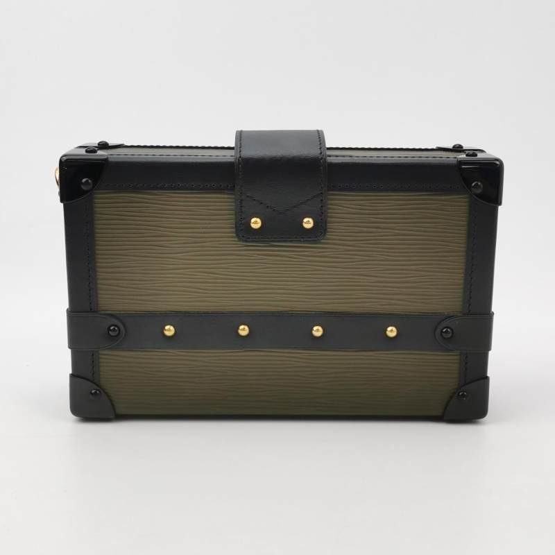 Louis Vuitton(LV)Petite Malle小盒子小號牛皮拼色水波紋S-lock鎖扣斜挎包-4