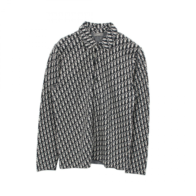 Dior Oblique 襯衫上衣 023M550AT099 純棉 黑色 海軍藍 米色 二手 男士 S 碼-0