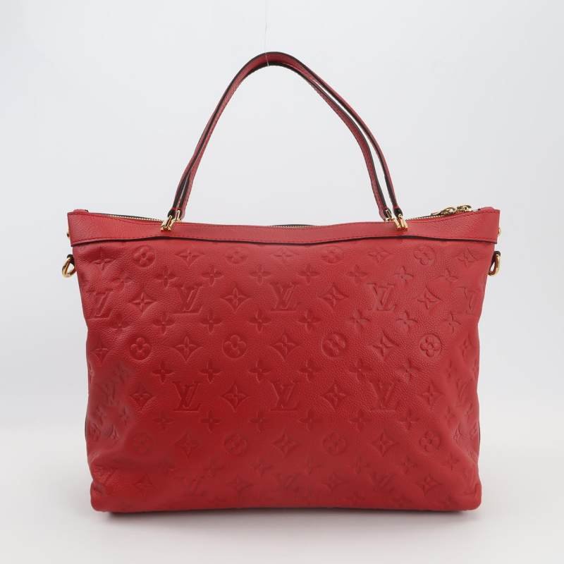 Louis Vuitton(LV)Bastille牛皮純色壓紋老花餃子包手提包-4