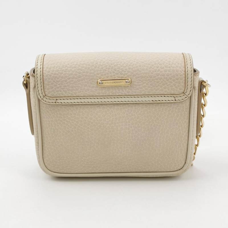 Burberry牛皮純色流蘇鏈條包斜挎包-4