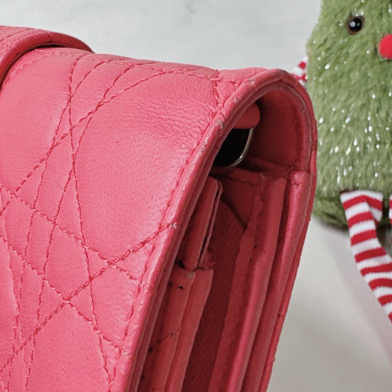 DIOR 粉色鏈帶長夾-6