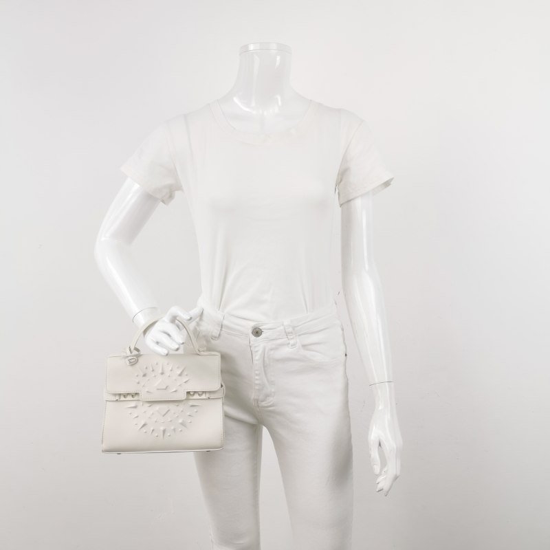 Delvaux Tempete小號牛皮純色浮雕圖騰T形翻蓋手提包單肩包-1