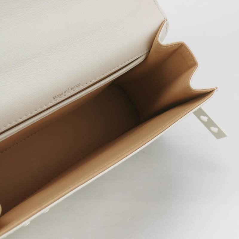 Delvaux Tempete小號牛皮純色浮雕圖騰T形翻蓋手提包單肩包-5