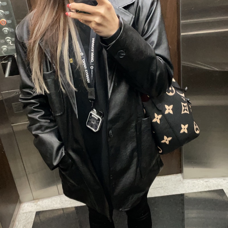 LOUIS VUITTON NéoNoé MM M45497 黑色 雙色壓紋水桶包-5