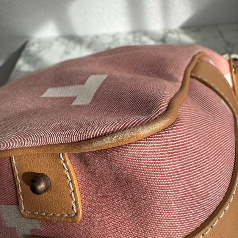 TOD’S粉色帆布/咖皮革手提包-9