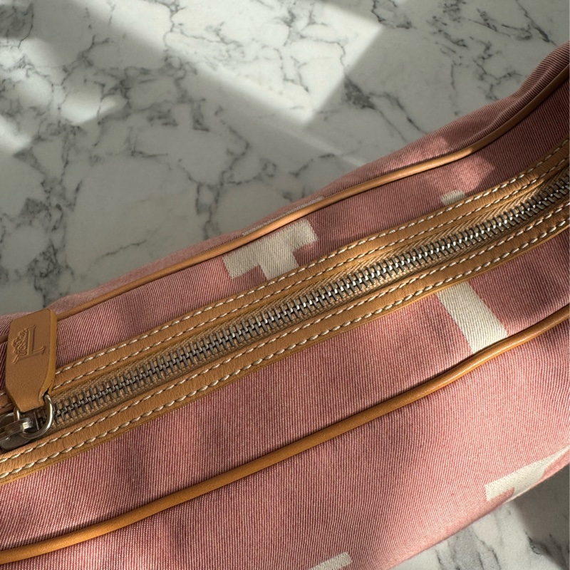 TOD’S粉色帆布/咖皮革手提包-17