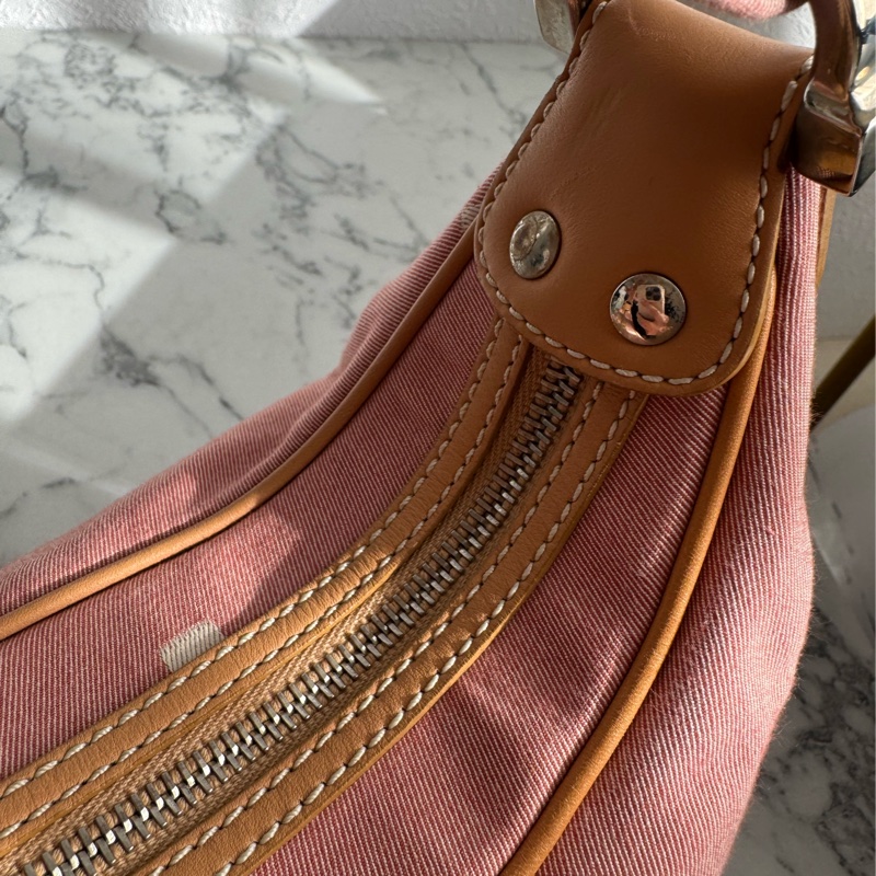 TOD’S粉色帆布/咖皮革手提包-18