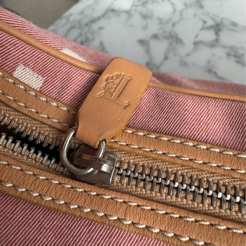 TOD’S粉色帆布/咖皮革手提包-22