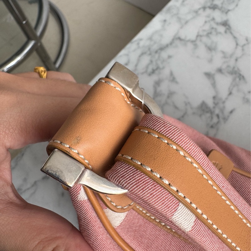 TOD’S粉色帆布/咖皮革手提包-25