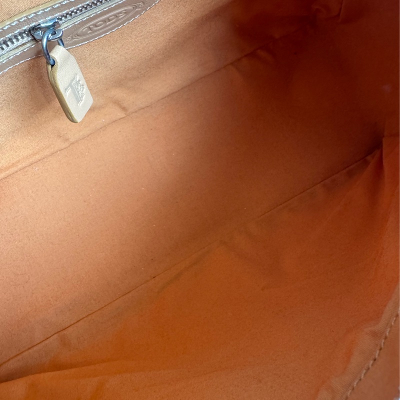 TOD’S粉色帆布/咖皮革手提包-26