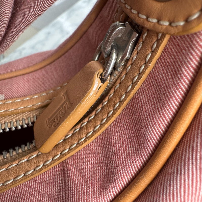 TOD’S粉色帆布/咖皮革手提包-33