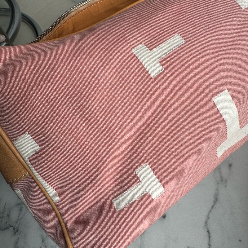 TOD’S粉色帆布/咖皮革手提包-35