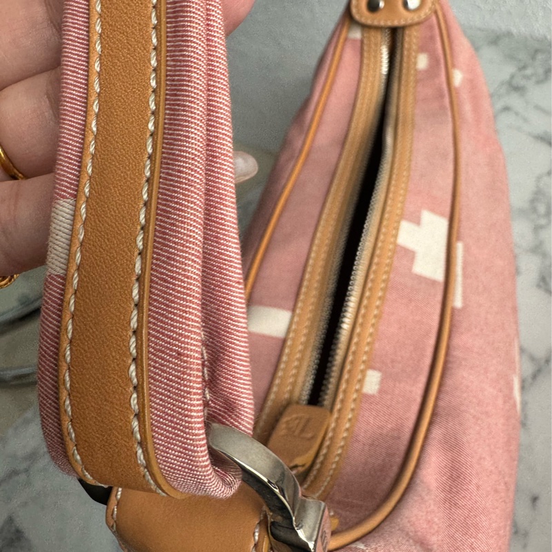 TOD’S粉色帆布/咖皮革手提包-40