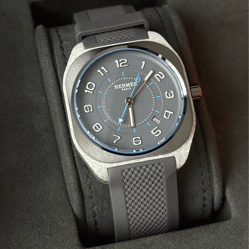 Hermes H08 男裝自動機械手錶 藍色秒針-0