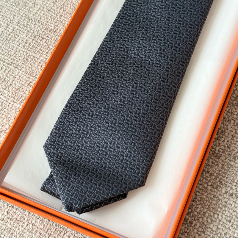 Hermes 深藍色真絲領帶 領呔-1