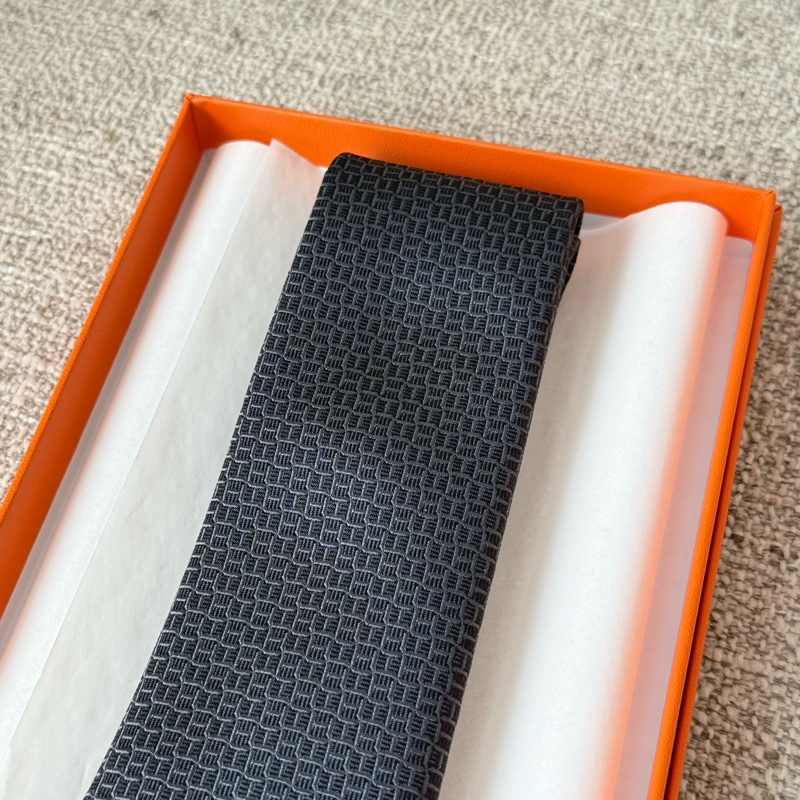 Hermes 深藍色真絲領帶 領呔-2