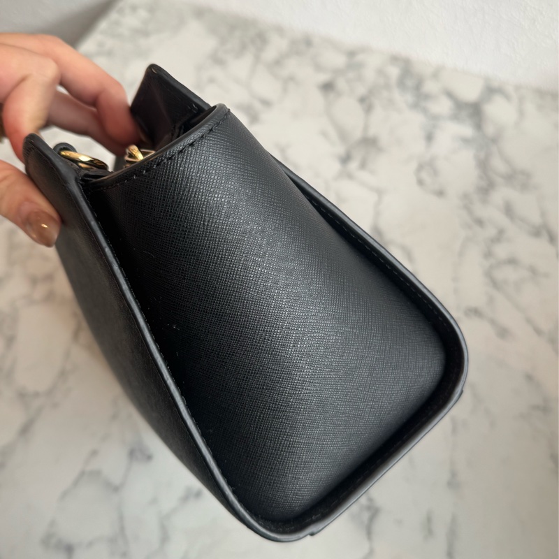 MK黑色防刮皮革蝙蝠斜背包🫶雙背帶🫶-4