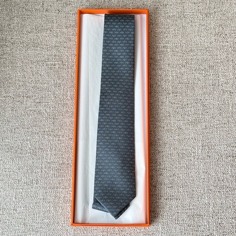 Hermes 男裝灰藍色領帶 領呔