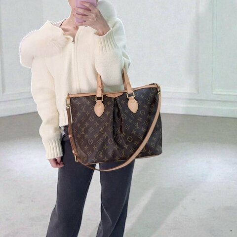 LV原花抓皺PALERMO PM手提肩背包M40145