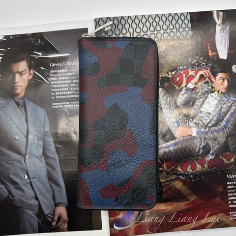 LOUIS VUITTON LV Damier Graphite 迷彩拉鍊黑色長夾