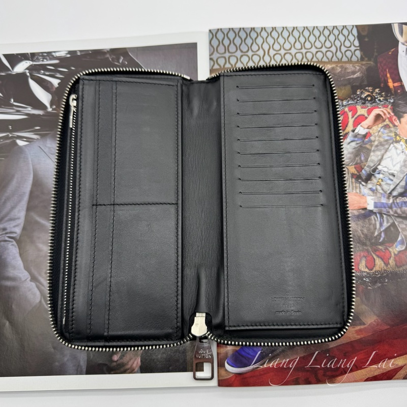 LOUIS VUITTON LV Damier Graphite 迷彩拉鍊黑色長夾-5