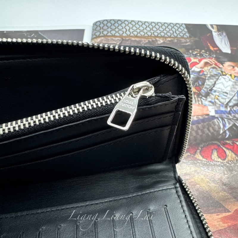 LOUIS VUITTON LV Damier Graphite 迷彩拉鍊黑色長夾-8