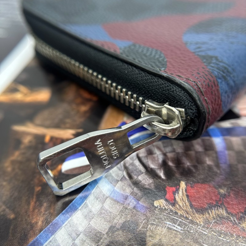 LOUIS VUITTON LV Damier Graphite 迷彩拉鍊黑色長夾-14