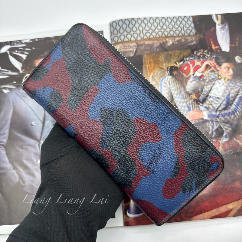 LOUIS VUITTON LV Damier Graphite 迷彩拉鍊黑色長夾-16