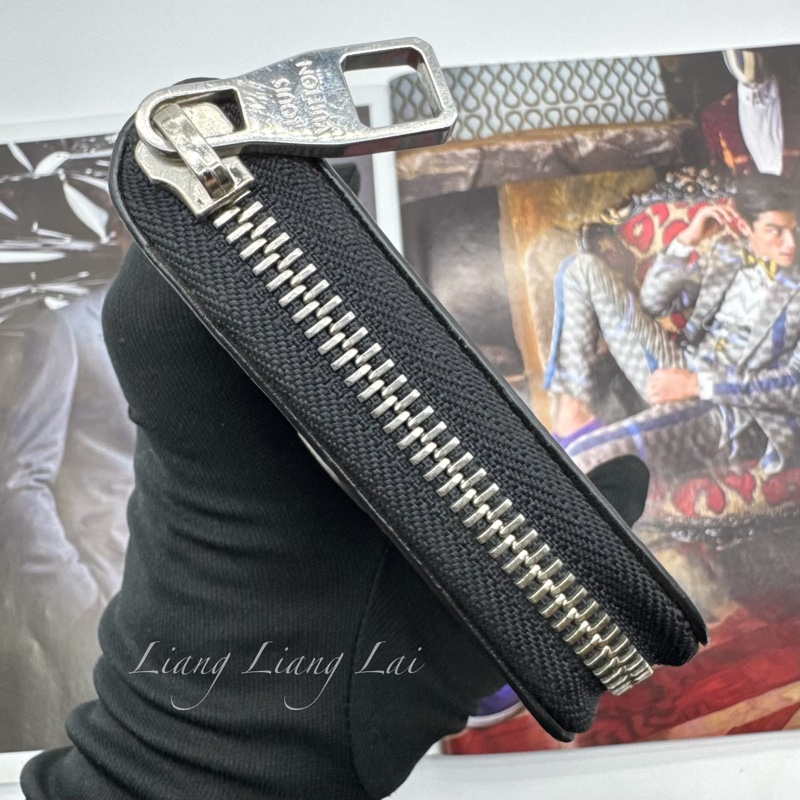 LOUIS VUITTON LV Damier Graphite 迷彩拉鍊黑色長夾-19