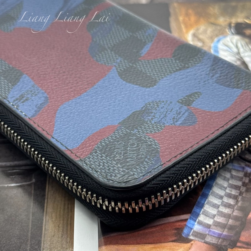 LOUIS VUITTON LV Damier Graphite 迷彩拉鍊黑色長夾-21
