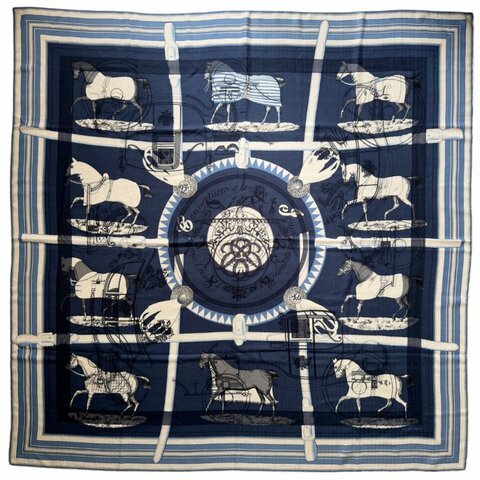 HERMES Couvertures et Tenues de Jour shawl 140 羊絨 圍巾