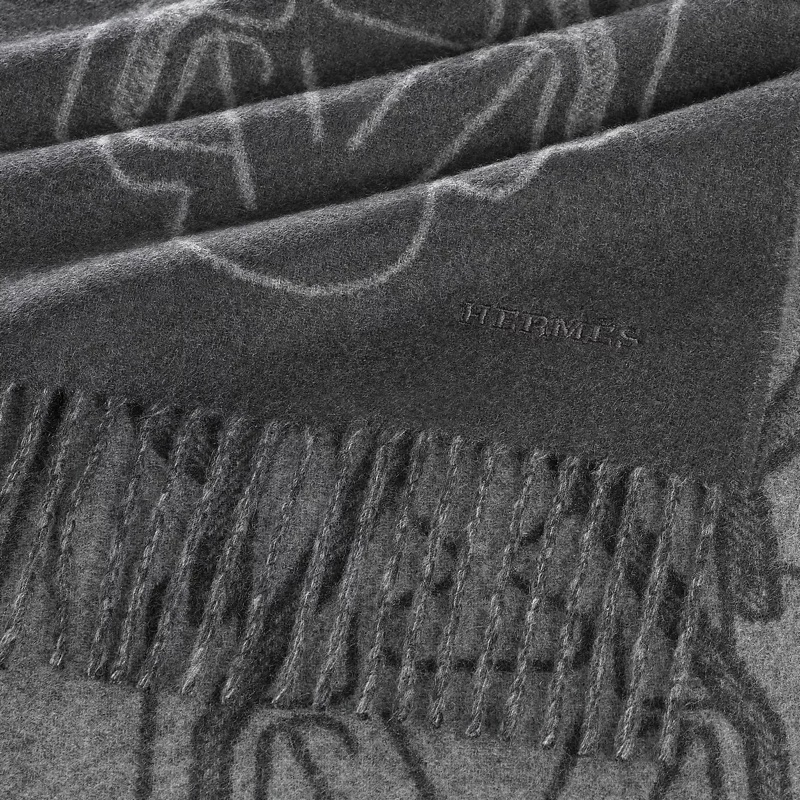 Hermes 男裝 灰色雙面圍巾 scarf-4