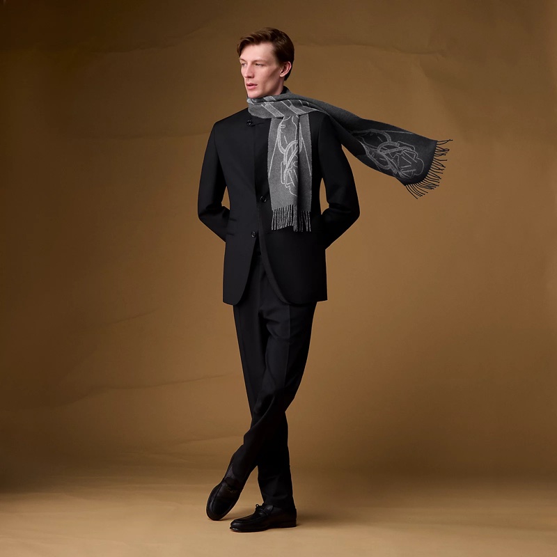 Hermes 男裝 灰色雙面圍巾 scarf-6
