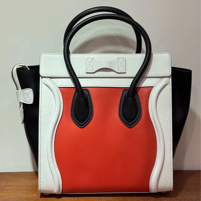 CELINE Micro Luggage 白色/黑色/紅色 牛皮-7
